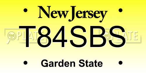 T84SBS New Jersey License Plate
