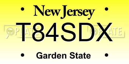 T84SDX New Jersey License Plate