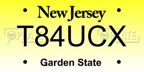 T84UCX New Jersey License Plate
