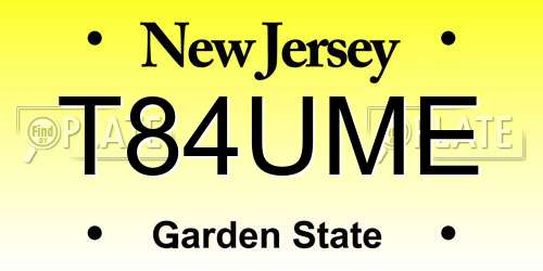 T84UME New Jersey License Plate