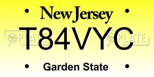 T84VYC New Jersey License Plate