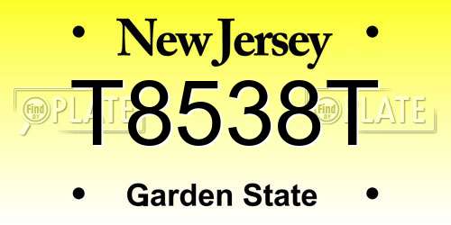 T8538T New Jersey License Plate
