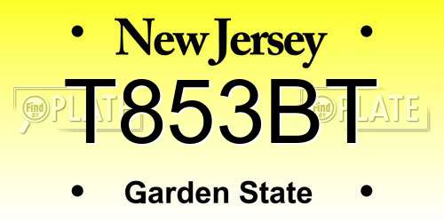 T853BT New Jersey License Plate