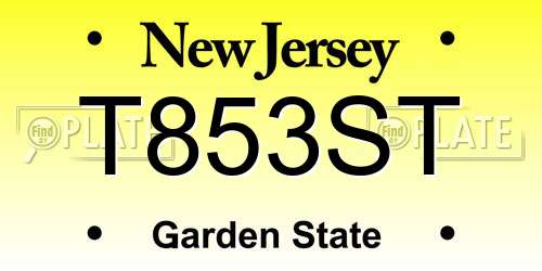 T853ST New Jersey License Plate