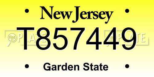 T857449 New Jersey License Plate
