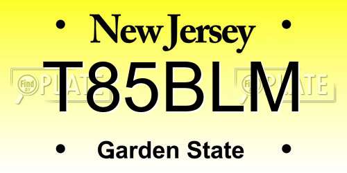 T85BLM New Jersey License Plate