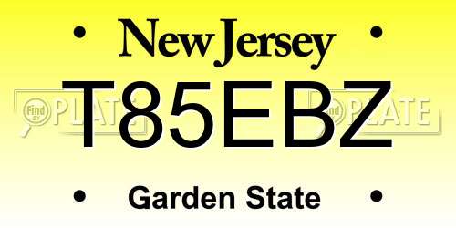 T85EBZ New Jersey License Plate