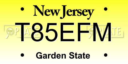 T85EFM New Jersey License Plate