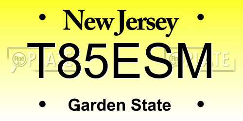 T85ESM New Jersey License Plate