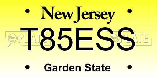 T85ESS New Jersey License Plate