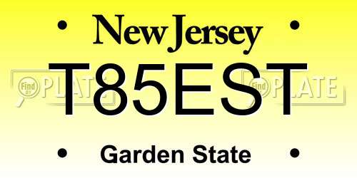 T85EST New Jersey License Plate