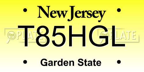 T85HGL New Jersey License Plate