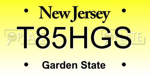 T85HGS New Jersey License Plate