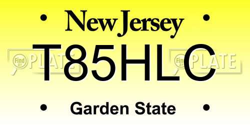 T85HLC New Jersey License Plate