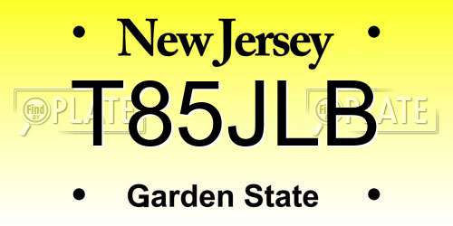 T85JLB New Jersey License Plate
