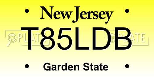 T85LDB New Jersey License Plate