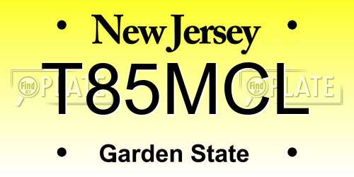 T85MCL New Jersey License Plate