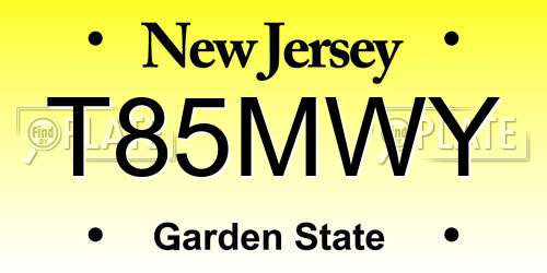T85MWY New Jersey License Plate