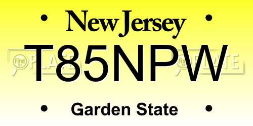 T85NPW New Jersey License Plate