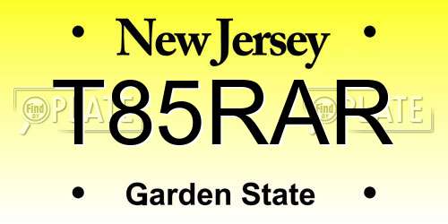 T85RAR New Jersey License Plate
