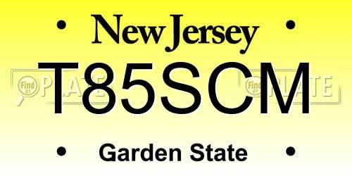 T85SCM New Jersey License Plate