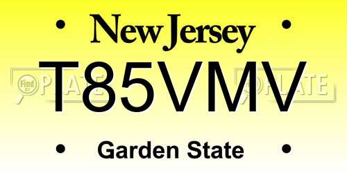 T85VMV New Jersey License Plate