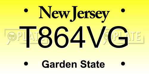 T864VG New Jersey License Plate