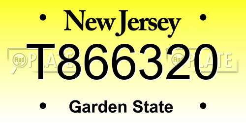 T866320 New Jersey License Plate
