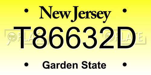 T86632D New Jersey License Plate