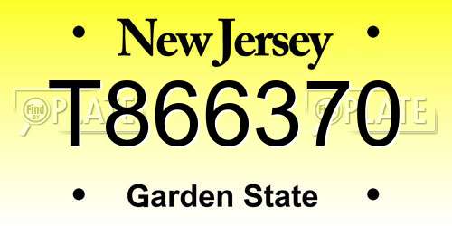 T866370 New Jersey License Plate