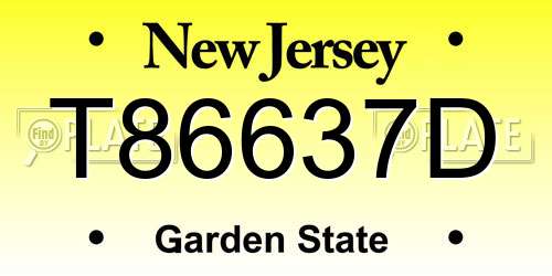 T86637D New Jersey License Plate