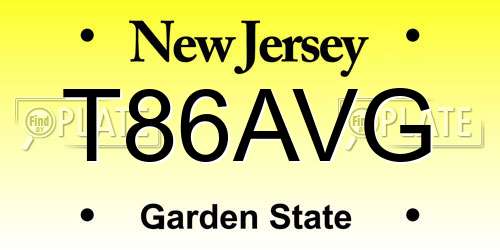 T86AVG New Jersey License Plate