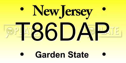 T86DAP New Jersey License Plate