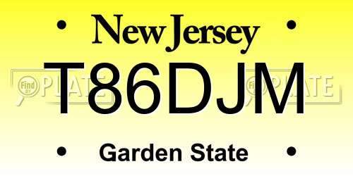 T86DJM New Jersey License Plate