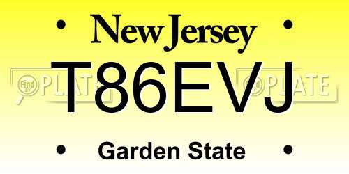 T86EVJ New Jersey License Plate