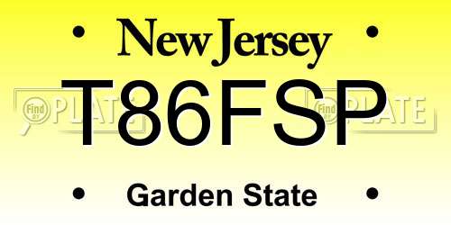 T86FSP New Jersey License Plate