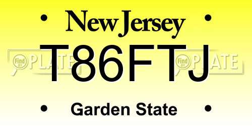 T86FTJ New Jersey License Plate