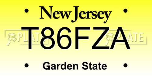 T86FZA New Jersey License Plate
