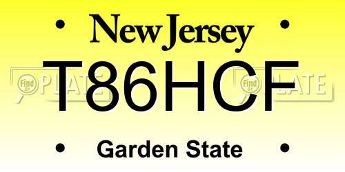 T86HCF New Jersey License Plate