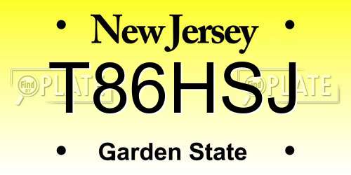 T86HSJ New Jersey License Plate