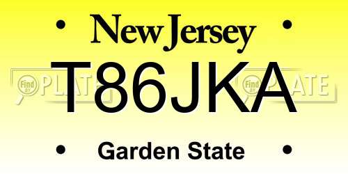 T86JKA New Jersey License Plate