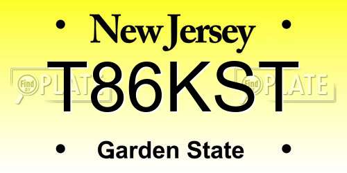 T86KST New Jersey License Plate