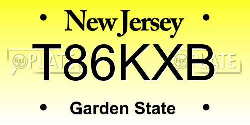 T86KXB New Jersey License Plate
