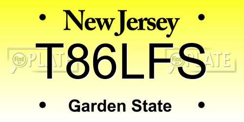 T86LFS New Jersey License Plate