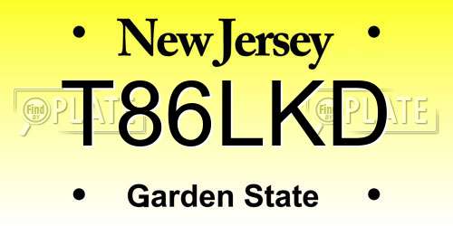T86LKD New Jersey License Plate
