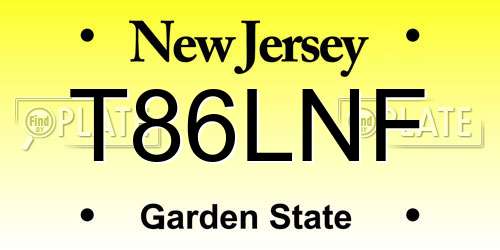 T86LNF New Jersey License Plate