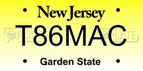 T86MAC New Jersey License Plate