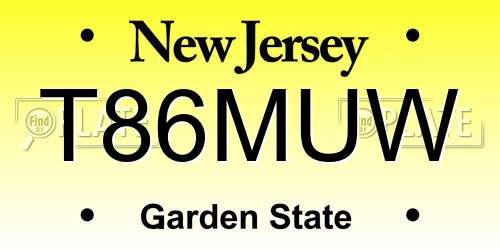 T86MUW New Jersey License Plate