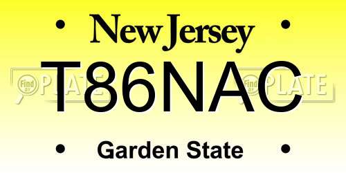 T86NAC New Jersey License Plate