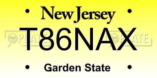 T86NAX New Jersey License Plate